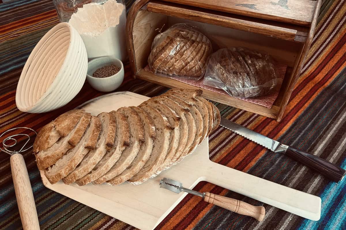 Slice loaves of bread